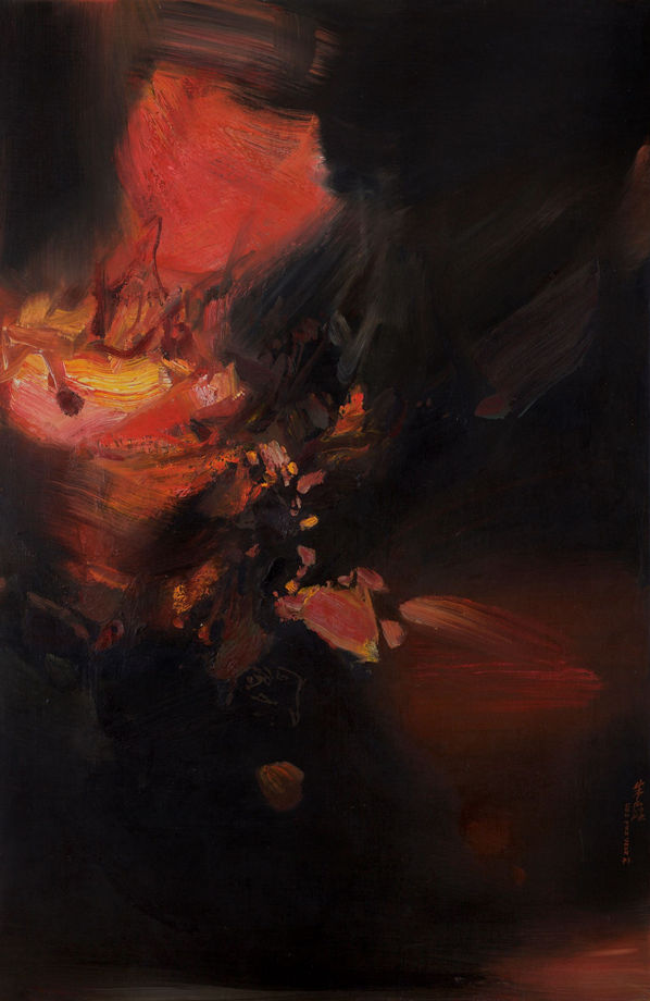 Crépescule / Dawn, 1973 Signed and dated lower right, vertically Signed, dated, and titled on the reverse oil on canvas 92 x 60 cm