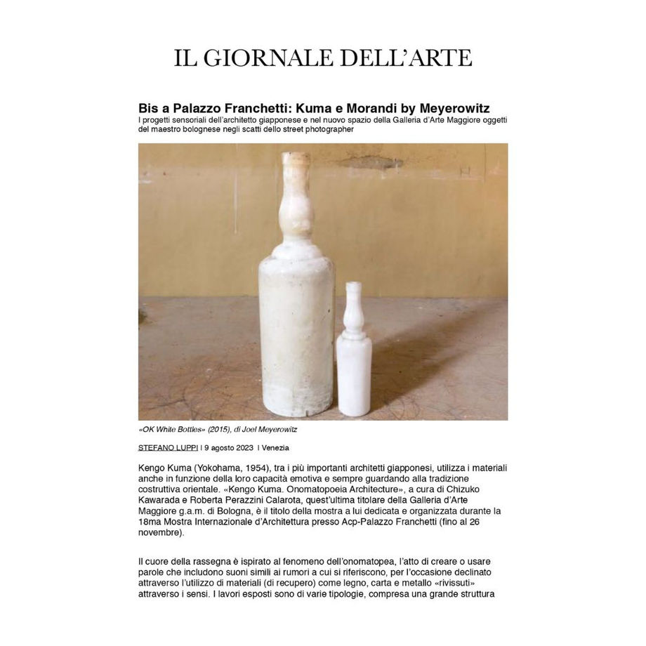 DOUBLE AT PALAZZO FRANCHETTI: KUMA AND MORANDI BY MEYEROWITZ