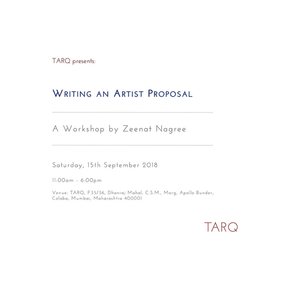 Workshop at TARQ | Writing an Artist Proposal