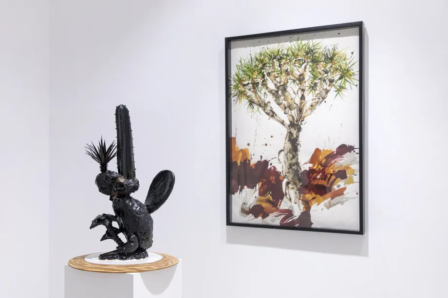 Nicolás Laiz Placeres, “Flora. Cactus negro” (left) y Juan Pedro Ayala, “Drago” (right).