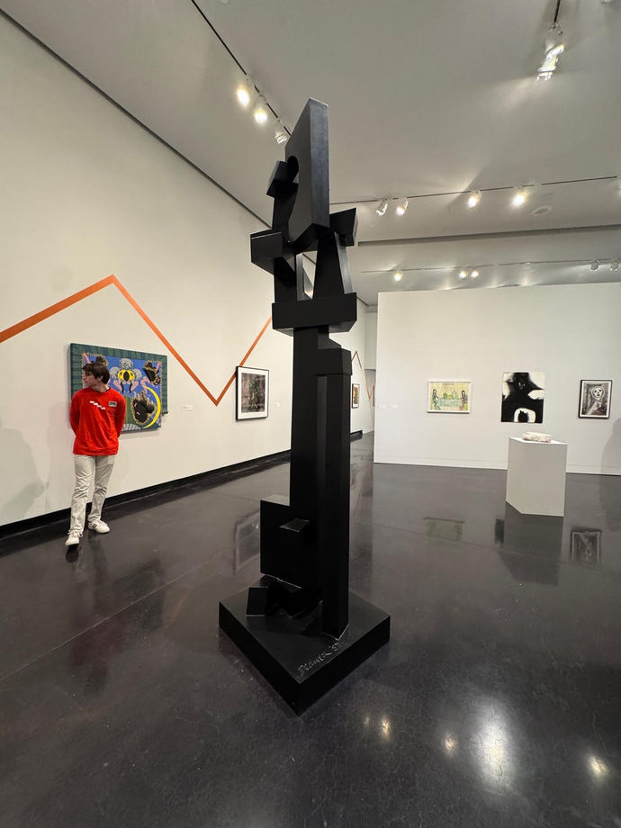 Installation view of exhibition including a Dorothy Dehner sculpture