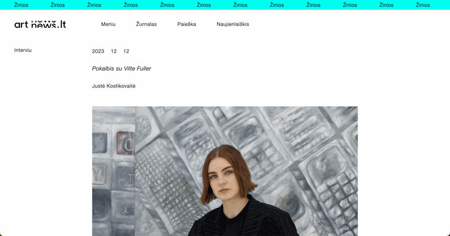 Viltė Fuller features on artnews.lt
