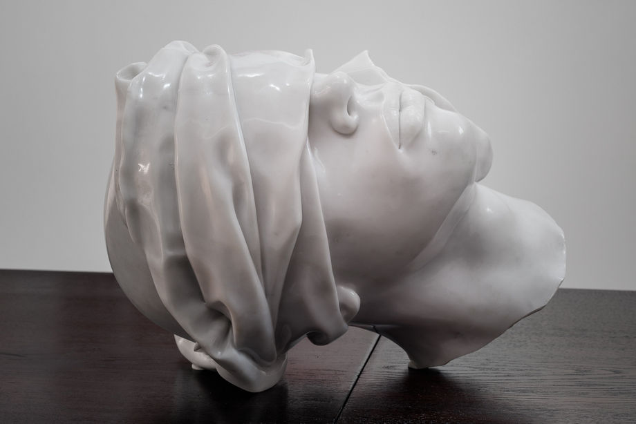 Reza Aramesh, Study of the Head as Cultural Artefacts, 2016, Hand Carved, polished Carrara Marble, 45 x 25 x 25 cm