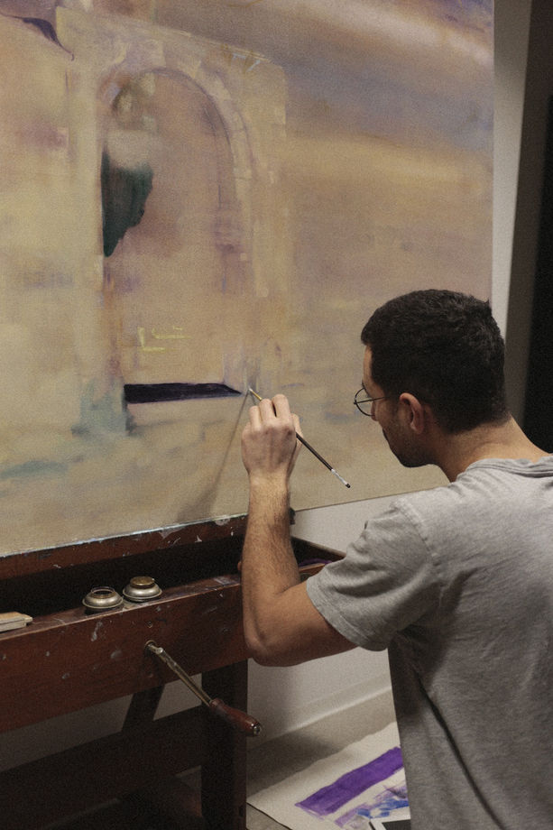 Djabril Boukhenaïssi in the MA studio of Lee Ufan Arles, 2024. Photo by Amélie Blanc. Courtesy of the artist and Lee Ufan Arles.