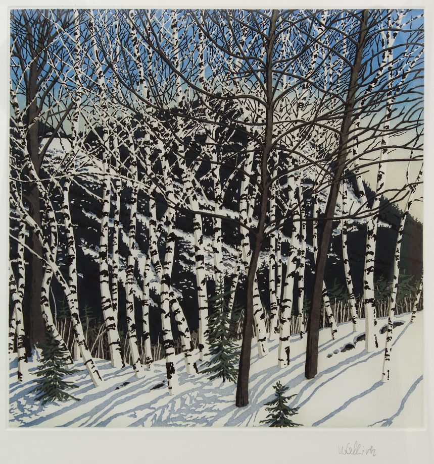 Birches, 2005,&nbsp;aquatint on Rives BFK, 25 x 22 inches