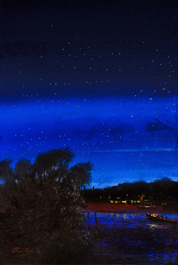 Paresh Maity, The Creak. Nice, 2025, Oil and acrylic on canvas, 72 x 48 in (182.9 x 121.9 cm), MAIPA182