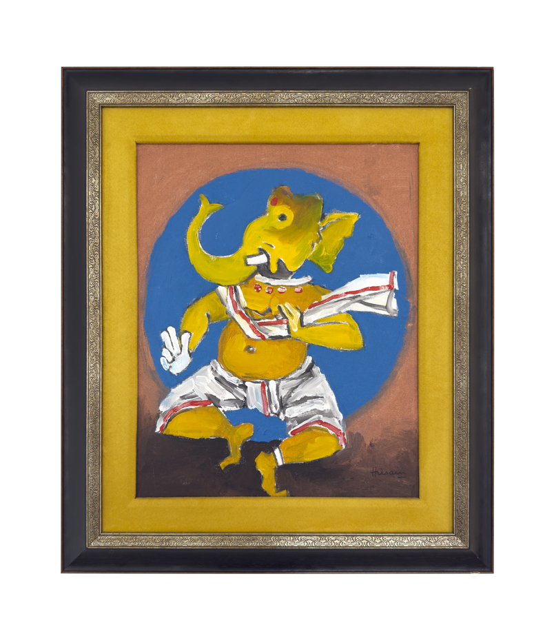Maqbool Fida Husain, Untitled (Ganesha), c.1990s, Acrylic on canvas, 19 ½ x 15 ½ in (49.5 x 39.4 cm), HUSMF465