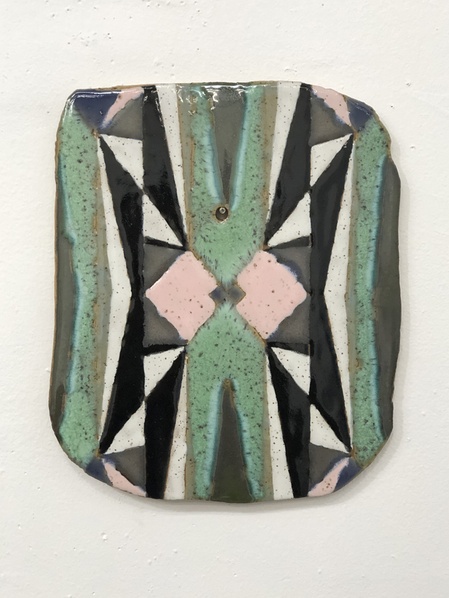 Kevin Uma&ntilde;a, Tightlacing, 2025. Glaze on ceramics, 11 x 9 x 1/2 inches.