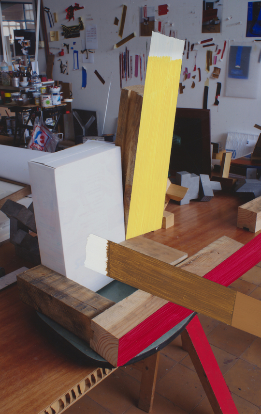 Pello Irazu, Causal Correlation 3, 2025. Acrylic paint on photograph, 12 3/4 x 8 1/2 inches.