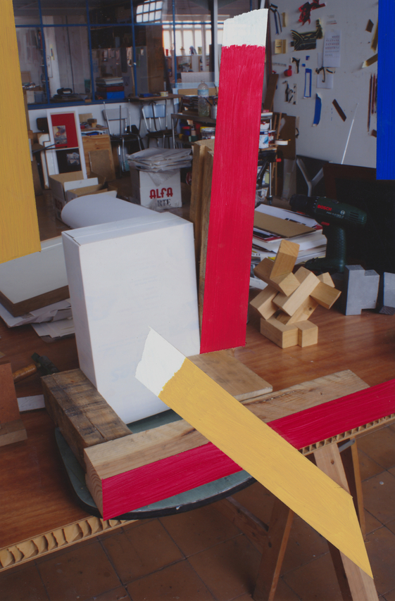 Pello Irazu, Causal Correlation 1, 2025. Acrylic paint on photograph, 12 3/4 x 8 1/2 inches.