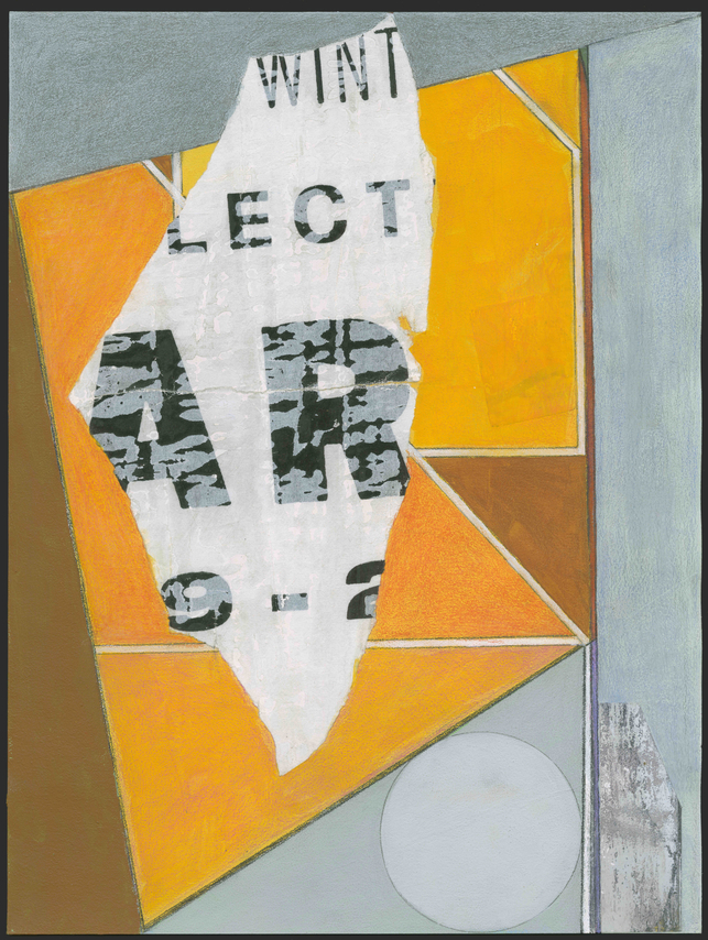 Mary Lum, Structure, 2026. Acrylic, photo, collage on paper, 18 3/4 x 14 3/4 inches.