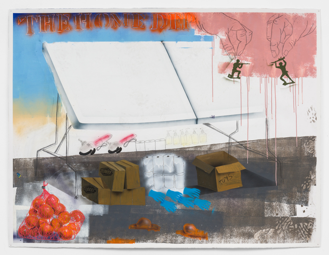 Pat Phillips, Untitled “There’s this kid who sales stuff on a 6ft folding table outside the Home Depot like everyday.” / “There’s 2 National Guard soldiers who are posted outside of Home Depot like everyday.”, 2021