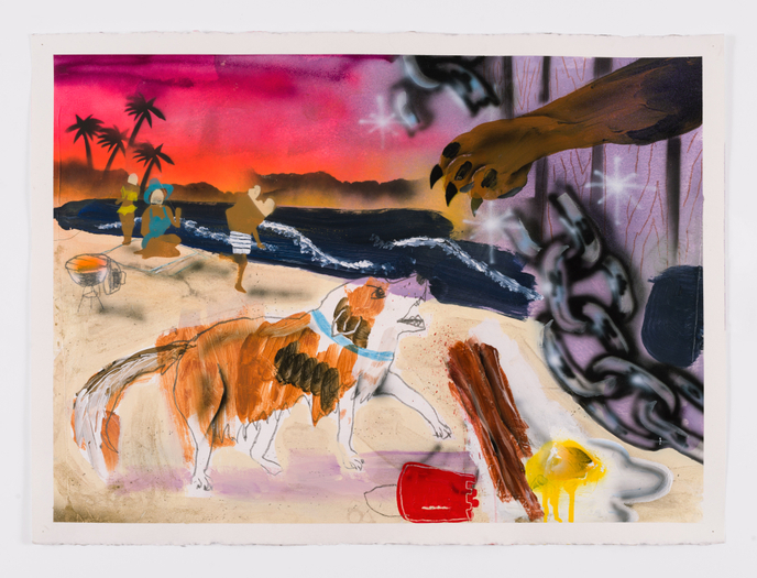 Pat Phillips, Untitled (Lassie...what is it Lassie....What is it girl? Black people walking their dog by the pond?), 2019