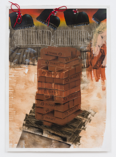 Pat Phillips, Untitled “What goes up must come down” / Getcha Target bricks!”, 2020