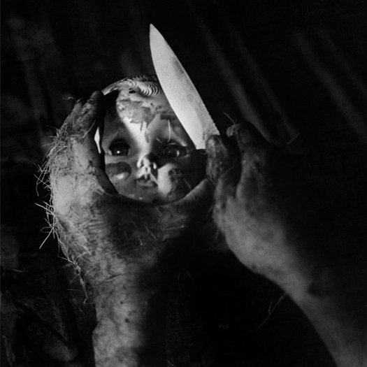 Hunter S. Thompson, Doll Head with Knife, Woody Creek, Colorado, c. 1960s