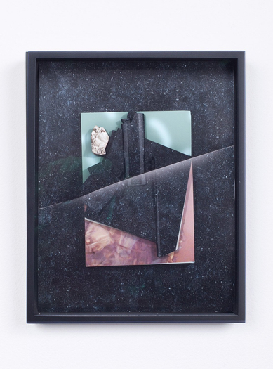 Dwyer Kilcollin, Arrangement (obsidian, card, and foil), 2013