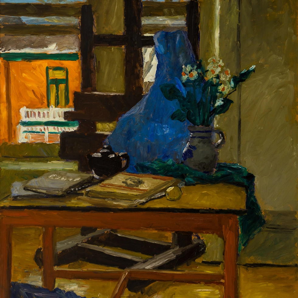 Still Life with Easel and Blue Cloth-Goodridge Roberts