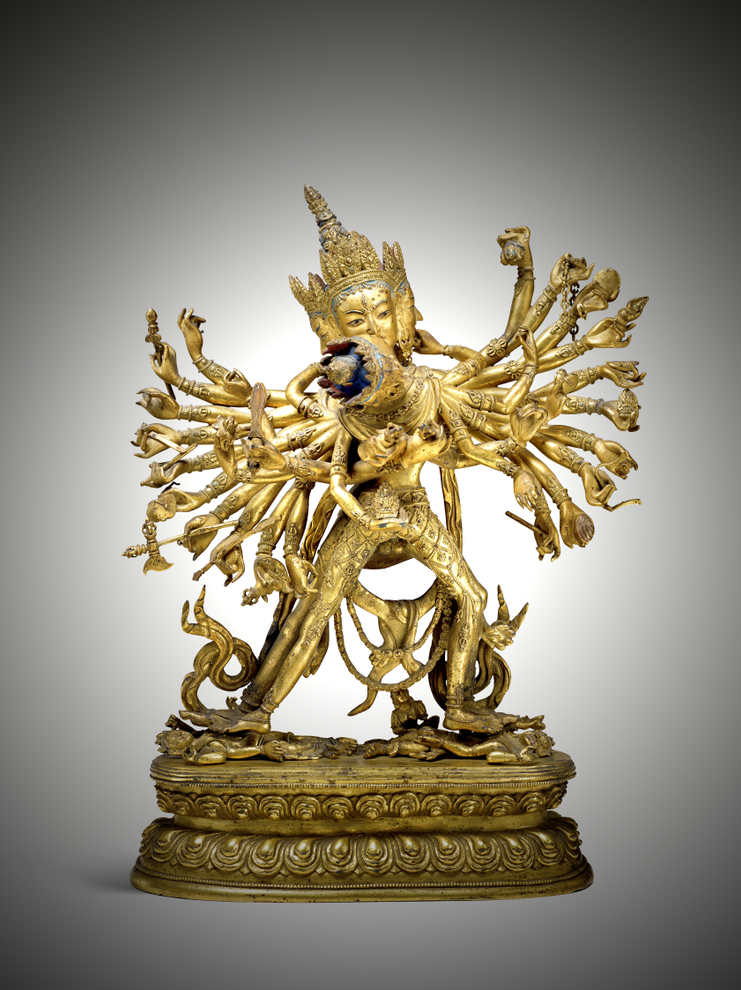 The subject of this splendid gilt-copper alloy image is Kalacakra, The Wheel of Time